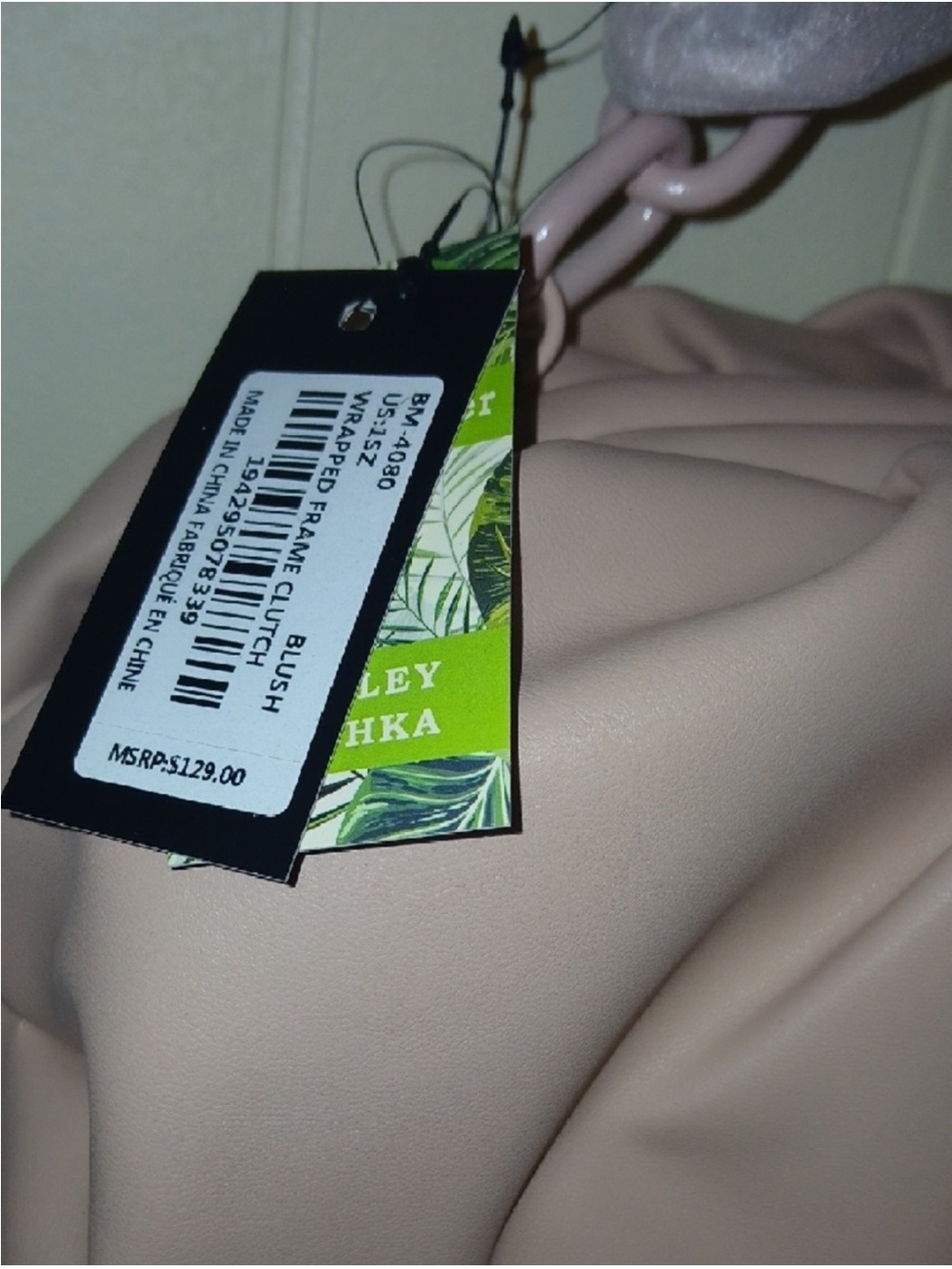 *RARE* Blush Pink Badgley Mischka vegan leather chunky chain convertible clutch - Picture 13 of 16